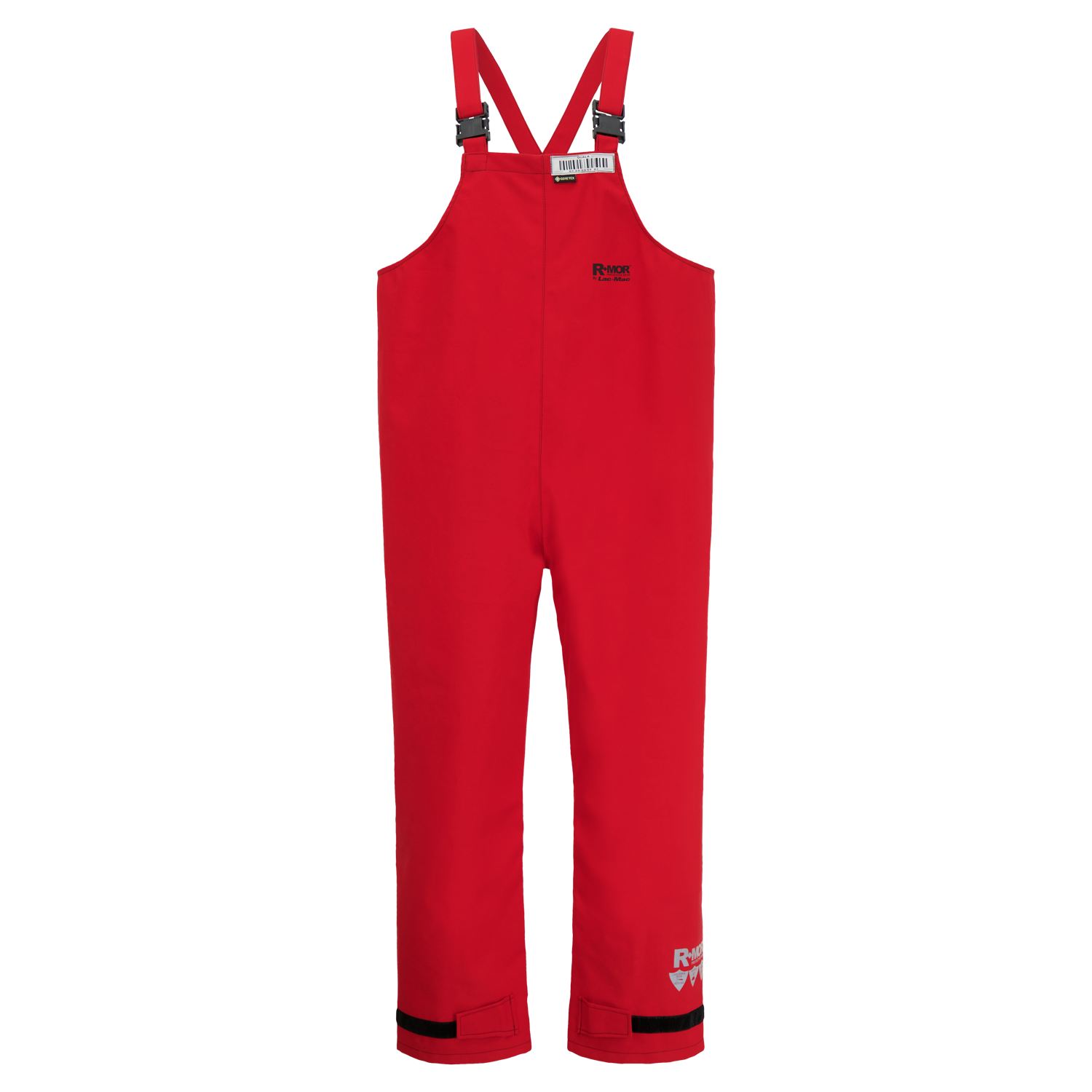 Bright red children's Chemical Splash Protective Overall, for non-flammable liquid chemical hazards, 706A by Lac-Mac, Limited with adjustable black shoulder straps and Velcro fastenings on the ankles offer superior protection.