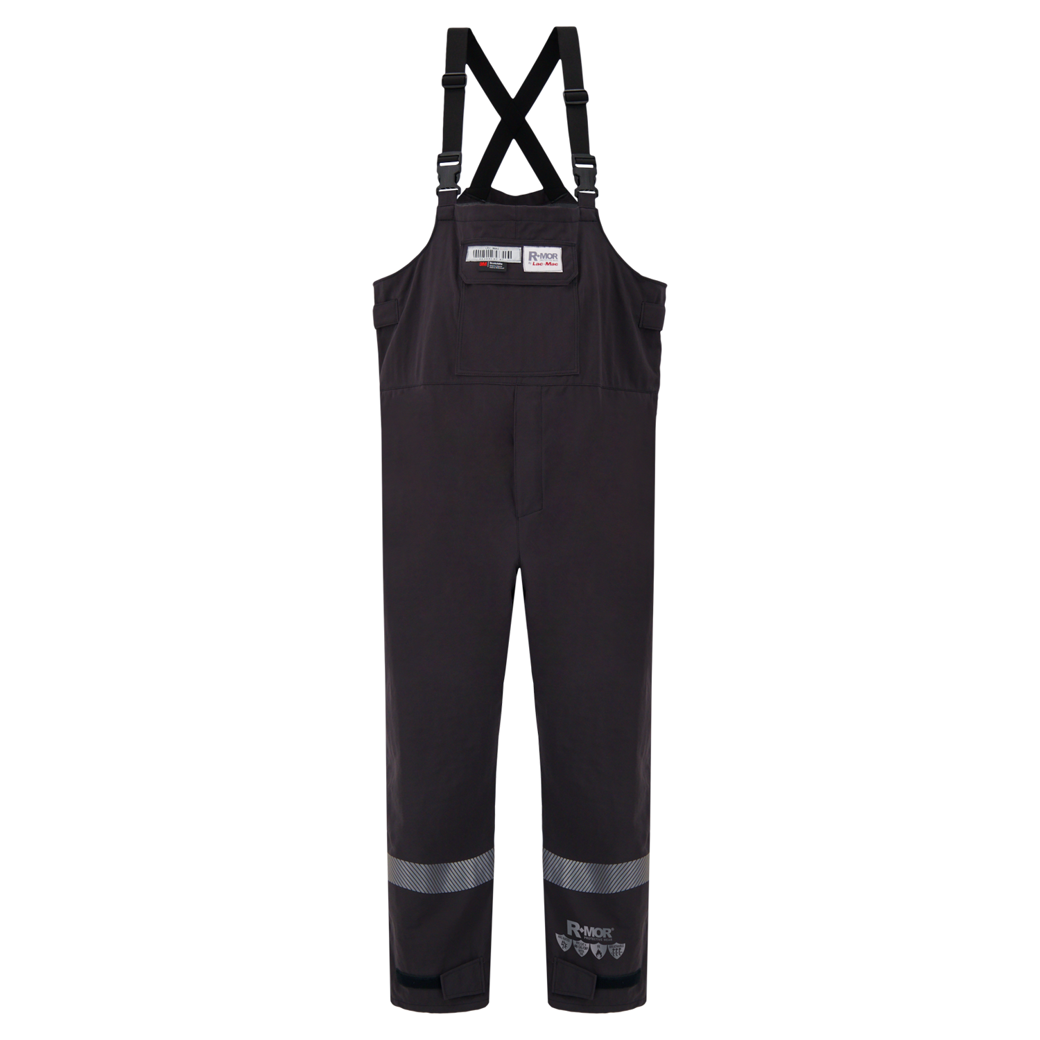 Switch Suit Overall, 40 Cal. ARC Rated, 706K by Lac-Mac, Limited with suspenders, featuring a label on the chest and reflective strips at the bottom of each leg, offering ARC Protection for enhanced safety.