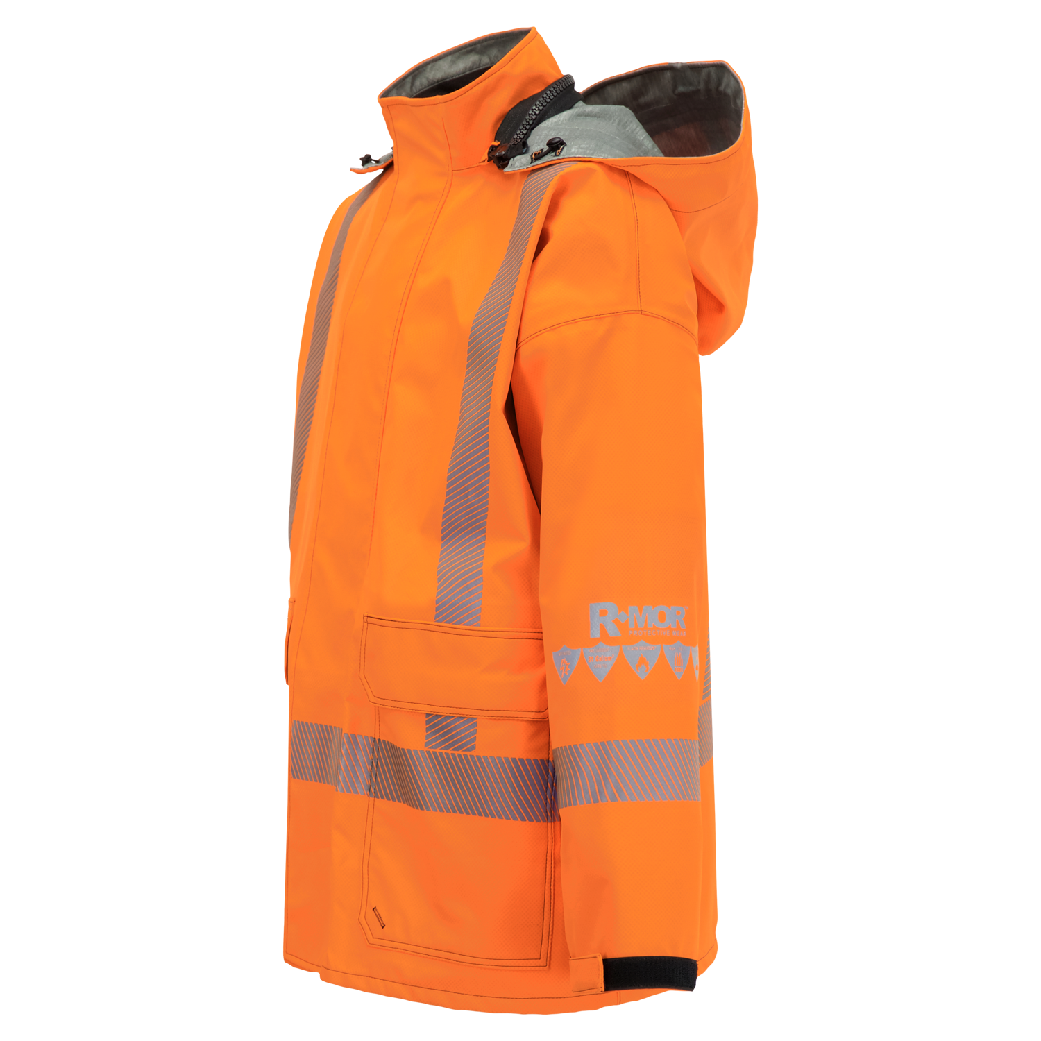 The Lac-Mac Jacket, Lighter Weight, High-Visibility, FR/ARC Rated, SAFE-T™ Style (707FECC), with Canadian markings, is shown on a white background.