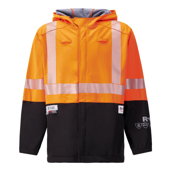 Women's Colour Block High-Vis Orange/Black Jacket made with PYRAD