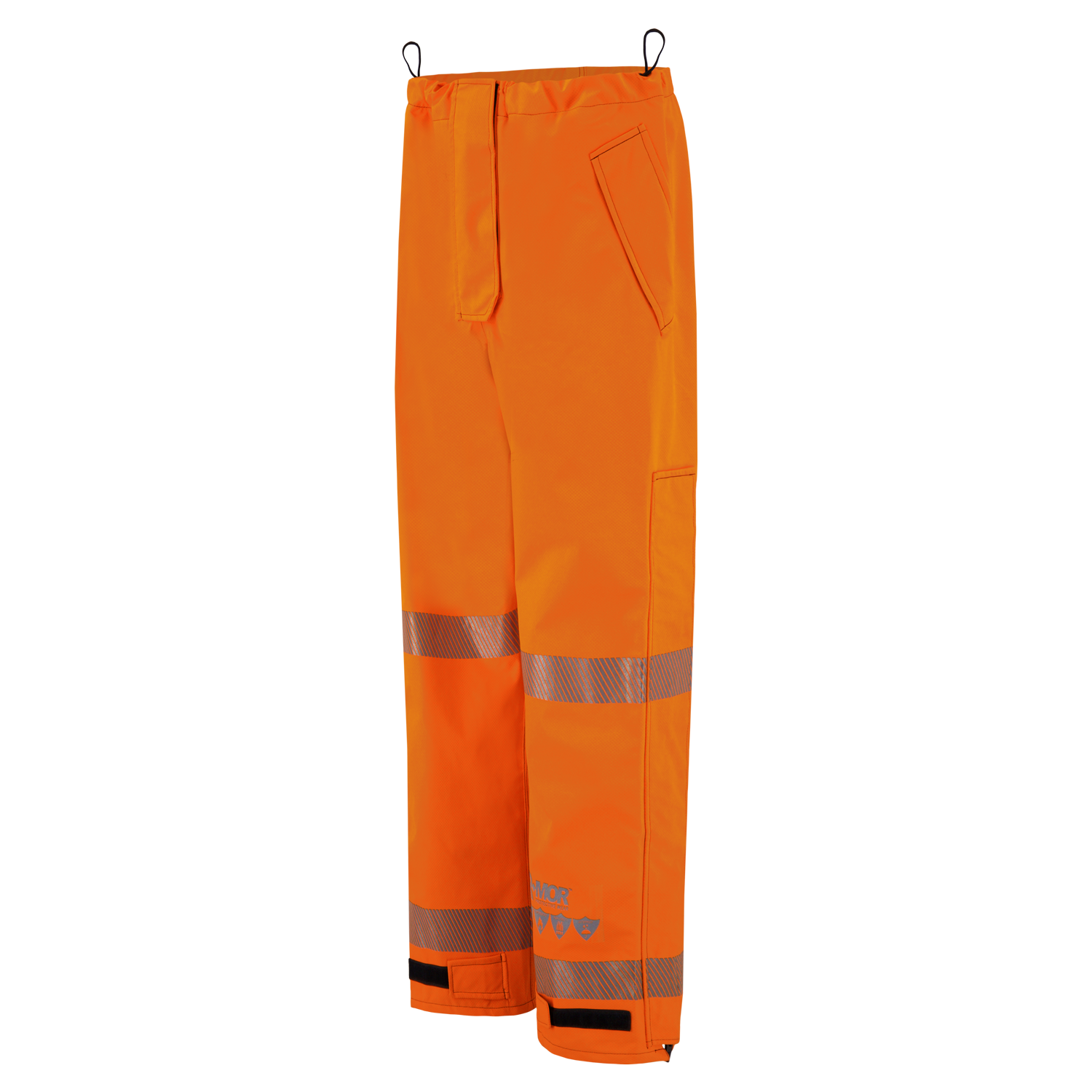 Lac-Mac Women’s Pant 710FWAC: High-visibility orange FR/ARC-rated PPE with US markings, reflective stripes, side pockets, and adjustable cuffs. Shown on a plain white background for safety and comfort.