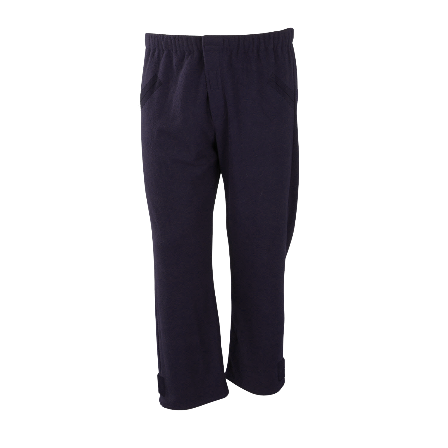 The Lac-Mac Limited Women's Fleece Pant Liner, Regular (710FWAL) features an elastic waist and soft liner for protective wear, shown in plain black with side pockets against a white background.