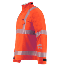 The Lac-Mac High-Visibility Chemical Splash Protective Jacket 707A-BH features US reflective markings, a standing collar, long sleeves, and a chest pocket; NFPA 1990 certified for non-flammable liquid chemical hazards.