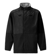 The Lac-Mac Solid Black Jacket (707JX-AF), made with PYRAD® WINDSTOPPER® by GORE-TEX Labs, features long sleeves, a high collar, and a full front zipper, displayed on a plain white background.