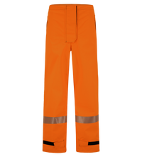 The Lac-Mac Women's Pant 710FWAA is a high-visibility, FR/ARC-rated work pant with Canadian markings, featuring reflective accents and adjustable black cuff straps, shown against a white background.