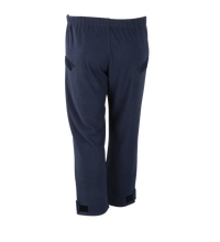 Back view of Lac-Mac Women's Fleece Pant Liner, Regular (710FWAL) in navy with an elastic waist and adjustable cuff straps, designed as women's protective wear, shown on a white background.