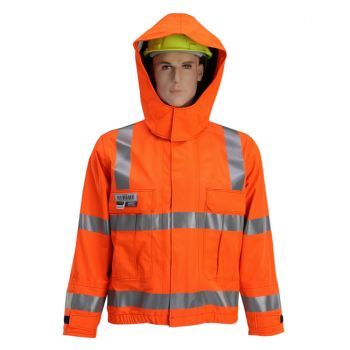 Jacket, Detachable Hood, U.S. Reflective Markings (Silver), High-Visibility Orange