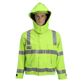Jacket, Fall Protection Back Access, Detachable Hood, U.S. Reflective Markings (Silver), High-Visibility Yellow