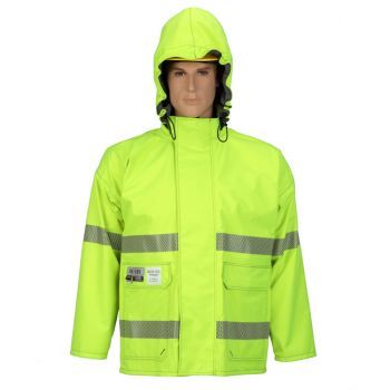 SAFE-T™ Jacket, Dolman Sleeves, Detachable Hood, Fall Protection Back Access, Segmented Reflective Markings (Silver), High-Visibility Yellow