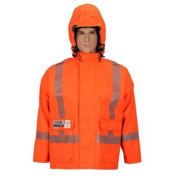 SAFE-T™ Jacket, Dolman Sleeves, Detachable Hood, Segmented Canadian Reflective Markings (Silver), High-Visibility Orange